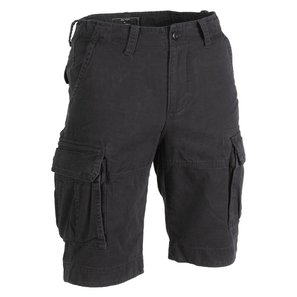 Nohavice krátke VINTAGE bavlnené predprané ČIERNE MIL-TEC® 11404102 L-11