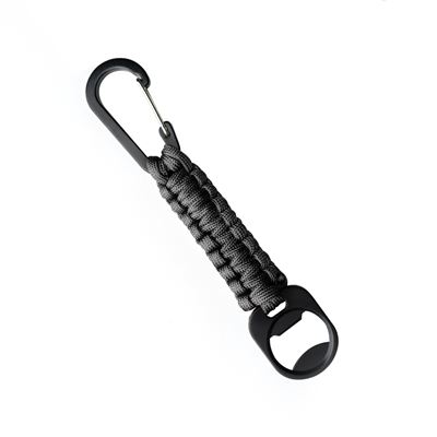 Kľúčenka PARACORD s karabínou a otváračom na fľaše ČIERNÁ