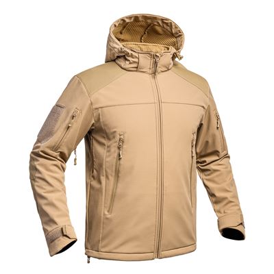 Bunda FIGHTER V2 softshell s kapucňou TAN