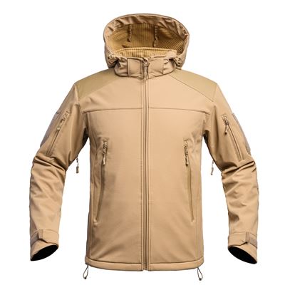 Bunda FIGHTER V2 softshell s kapucňou TAN