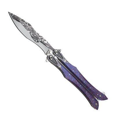 Nôž motýlik purple 3D balisong