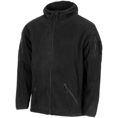 Mikina FLEECE na zips s kapucňou TACTICAL ČIERNA