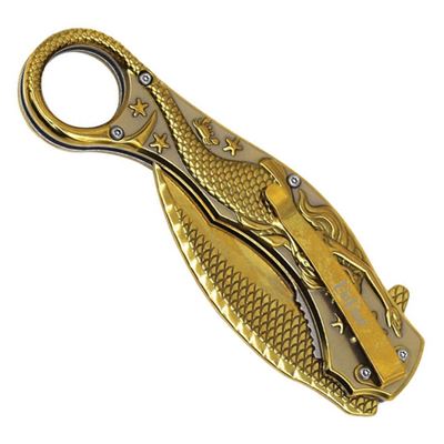 Nôž zatvárací MERMAID karambit ZLATÝ ElitEdge 10-A120GD 2