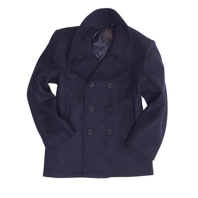 Kabát US PEA COAT vlnený Tmavomodrý