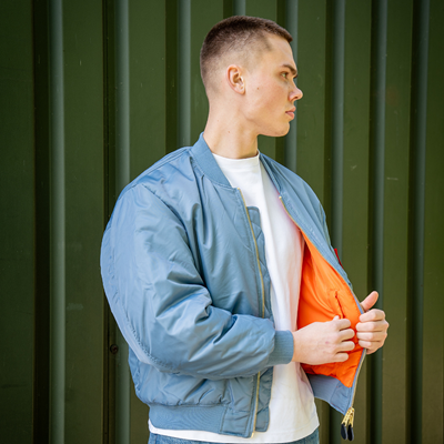 Pilotná bunda US MA1 BOMBER Vintage denim SVETLO MODRÁ FOSTEX 1214011-VD 4