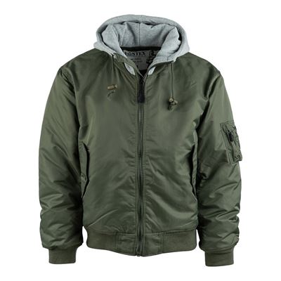 Bunda bomber MA-1 s kapucňou ZELENÁ