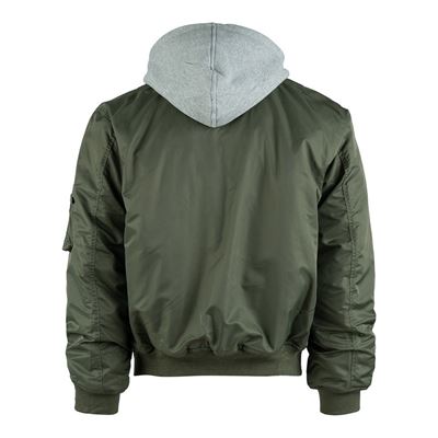 Bunda bomber MA-1 s kapucňou ZELENÁ