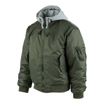 Bunda bomber MA-1 s kapucňou ZELENÁ