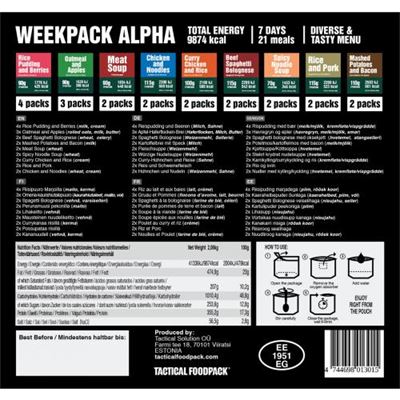 Jedlo dehydrované 21 porcií TACTICAL FOODPACK® Weekpack Alpha