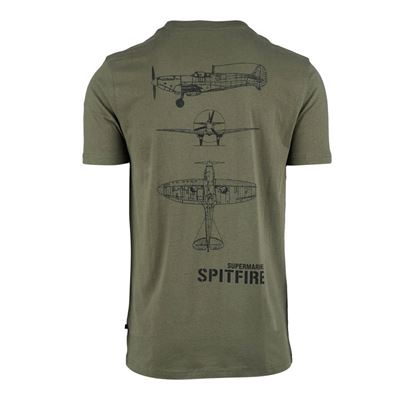 Tričko s motívom lietadla SPITFIRE na chrbte ZELENÉ