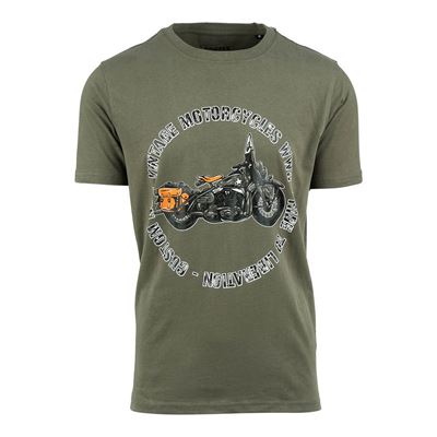 Tričko s legendárnym americkým motocyklom Vintage Motorcycles WW2 ZELENÉ