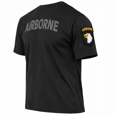 Tričko AIRBORNE s nášivkou 101. divízie na rukáve ČIERNE
