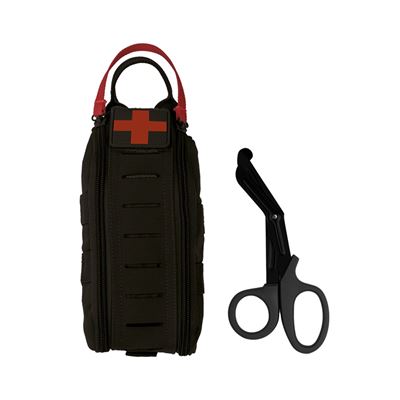 Puzdro zdravotní IFAK zips LASER CUT MOLLE vrátane nožníc ČIERNE
