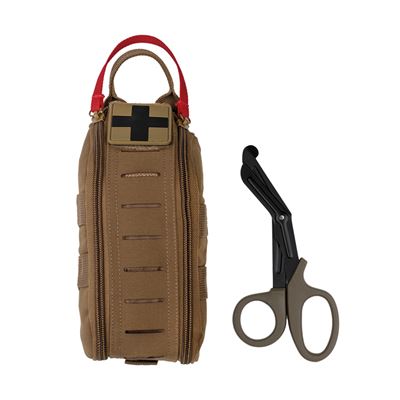 Puzdro zdravotní IFAK zips LASER CUT MOLLE vrátane nožníc DARK COYOTE