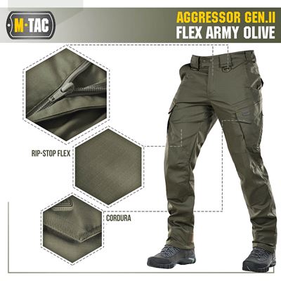 Taktické nohavice AGGRESSOR Gen.II Flex ZELENÉ M-TAC 20058062 28