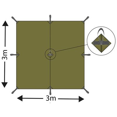 Plachta "TARP EXTREM" nepremokavá rip-stop 3 x 3 m M05 tarn