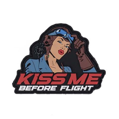 Nášivka 3D plstová KISS ME BEFORE FLIGHT velcro