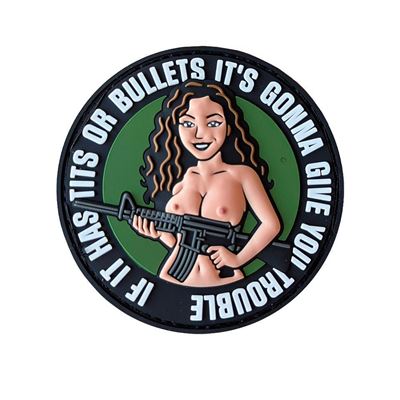 3D plastová nášivka TITS OR BULLETS s suchým zipsom