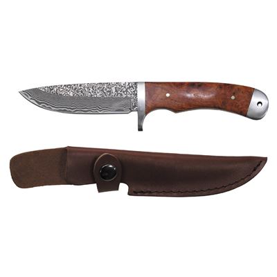 Nôž "Damašek" drevená črienka + kožené puzdro