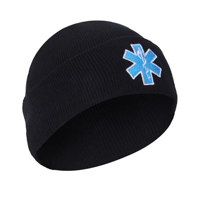 Čiapka pletená STAR OF LIFE /EMS/ ČIERNA