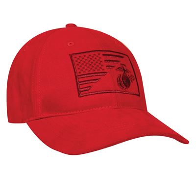 Čiapka s vyšitým znakom U.S.M.C. a US vlajky ČERVENÁ ROTHCO 71850 2