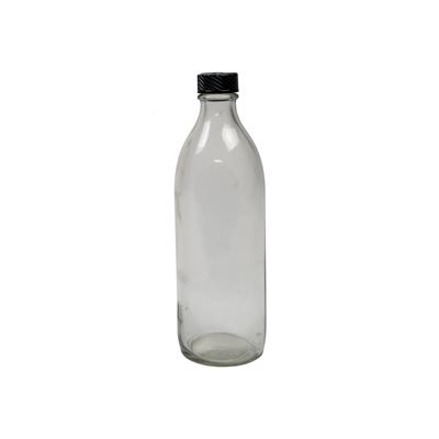 Fľaštička sklenená s úzkym hrdlom 300 ml s plastovým viečkom