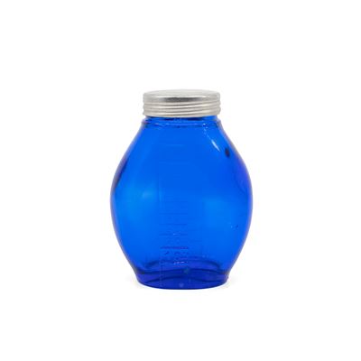 Sklenená fľaša s uzáverom SPIT BOTTLE s odmerkou 100 ml MODRÁ