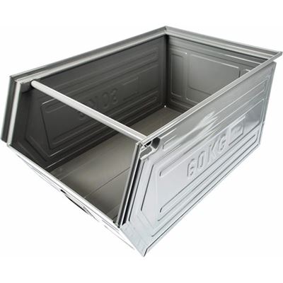 Debna plechová ukladacia skosená 60kg / 400×600×300mm použitá