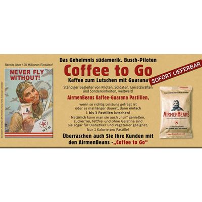 Kávové pastilky s kofeínom AirmenBeans® v balení po 21 ks  912001 3