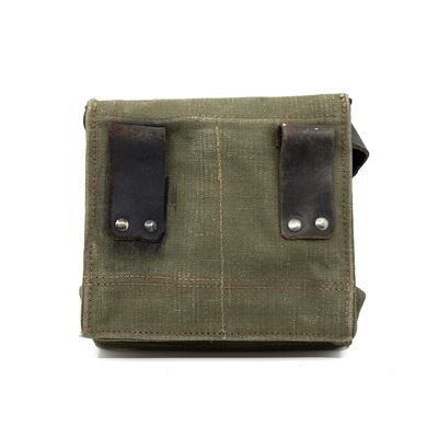 Taška MUSETTE plátená s koženými doplnkami a popruhom francúzska použitá Armáda Francúzska 91374615G 2