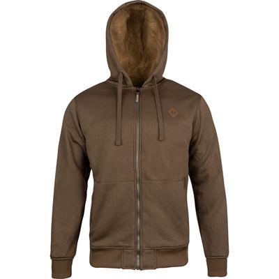 Mikina Yakka so zipsom a kožušinovým lemovaním BROWN