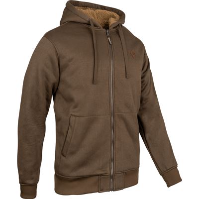 Mikina Yakka so zipsom a kožušinovým lemovaním BROWN