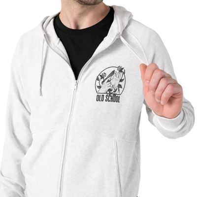 Mikina OLD SCHOOL zip s kapucňou SVĚTLO SIVÁ MELANŽ