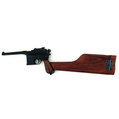 Pištoľ Mauser C-96 s drevenou pažbou - dekoračná replika