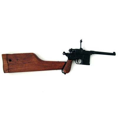Pištoľ Mauser C-96 s drevenou pažbou - dekoračná replika