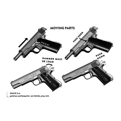 Pištoľ .45 ACP pištoľ M1911 USA WWI / WWII drevená rukoväť - dekoračná replika DENIX D-9312 7