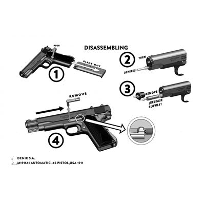 Pištoľ .45 ACP pištoľ M1911 USA WWI / WWII drevená rukoväť - dekoračná replika DENIX D-9312 6