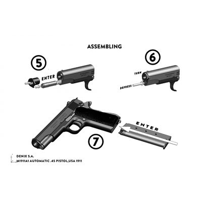 Pištoľ .45 ACP pištoľ M1911 USA WWI / WWII drevená rukoväť - dekoračná replika DENIX D-9312 3