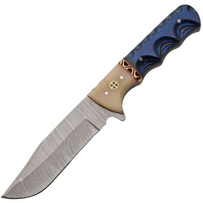 Nôž s pevnou čepeľou BLUE WOOD damask