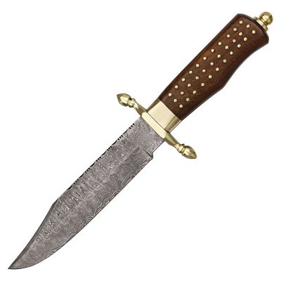 Nôž BRASS PIN BOWIE s pevnou čepeľou DAMASCUS