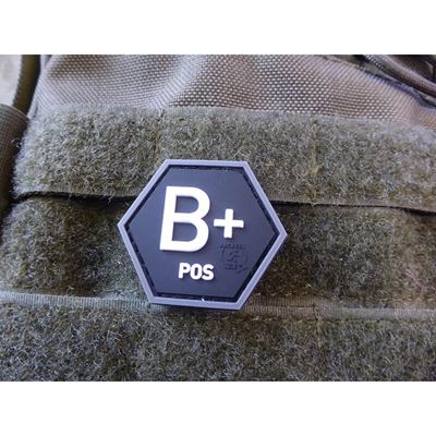 Nášivka hexagon krv B POS plast ČIERNA SWAT