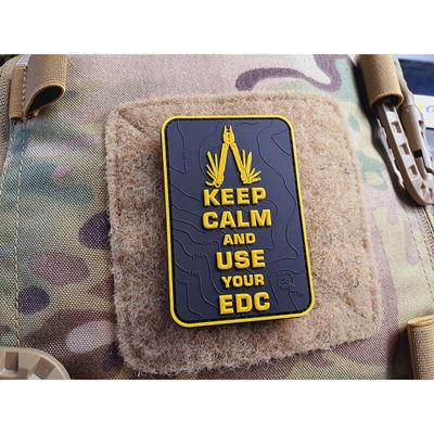 Nášivka KEEP CALM AND USE YOUR EDC velcro ČIERNA/ŽLTÁ