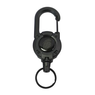 Kľúčenka HEAVY DUTY s navíjakom a karabínou ČIERNA