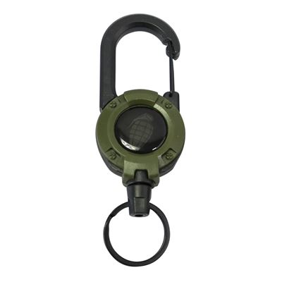 Kľúčenka HEAVY DUTY s navíjakom a karabínou ZELENÁ