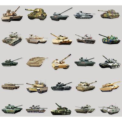 Nálepky TANK, sada 50 ks KOMBAT KO-2302-TANKS 3