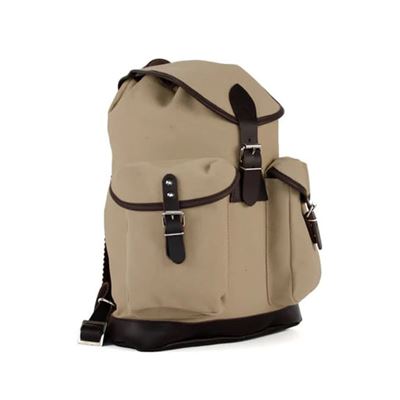 Batoh TRUCKSACK 14l s koženými prvkami KHAKI/TMAVOHNEDÁ koža