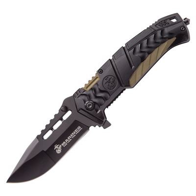Nôž zatvárací USMC LINERLOCK hladké ostrie ČIERNY